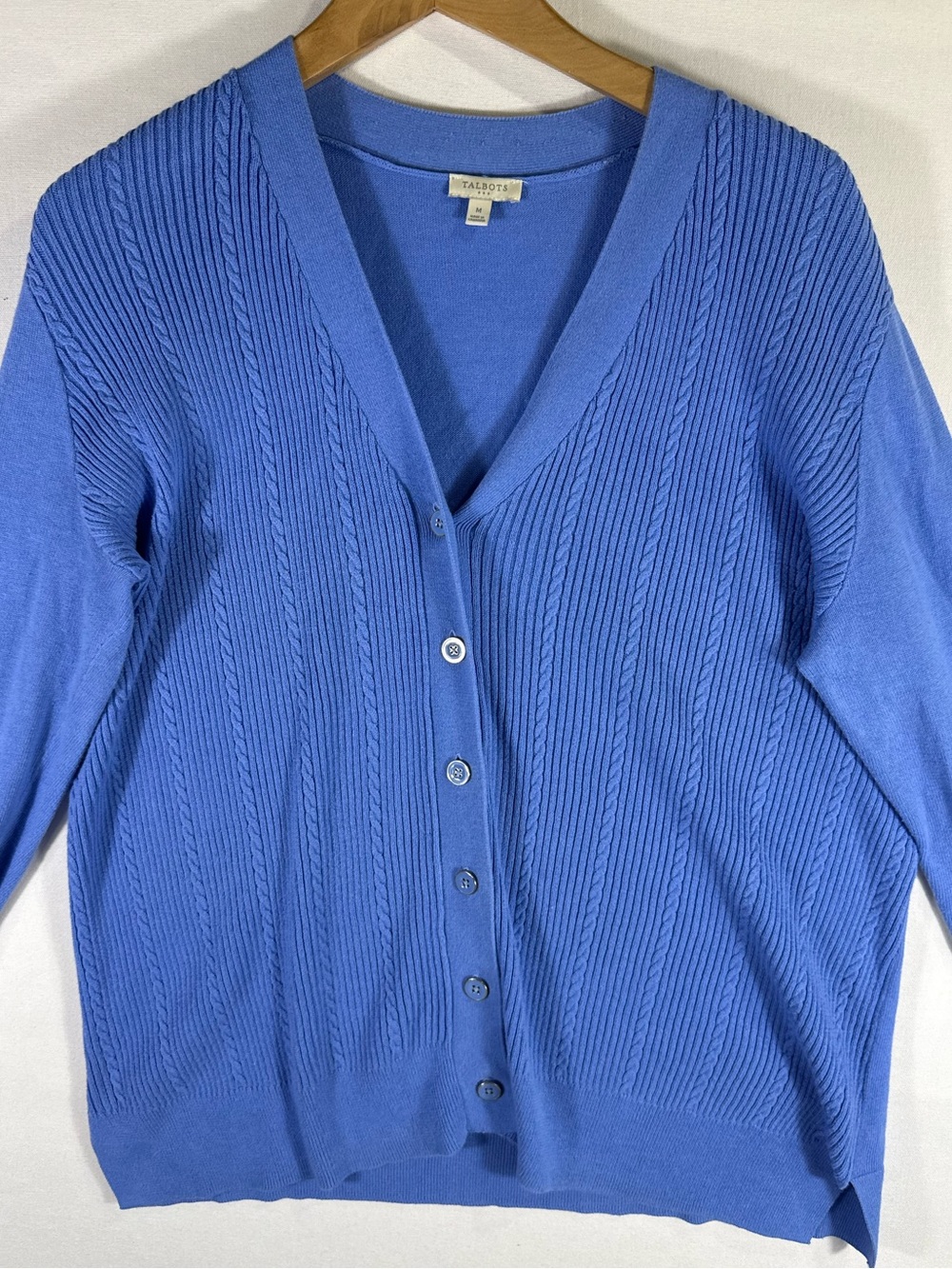 Talbots Blue V‑Neck Button Front Cardigan